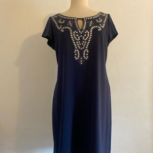 Bisou Bisou Navy Beaded Dress